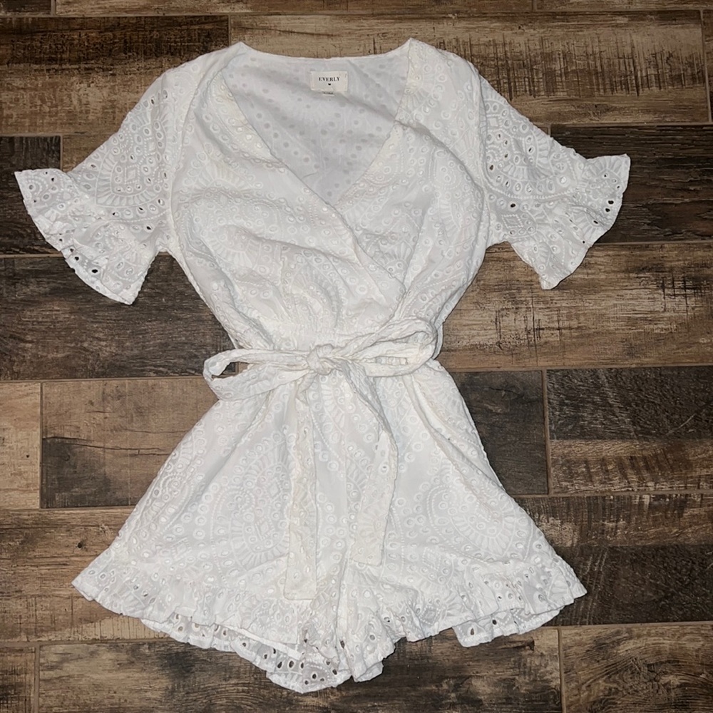 Everly eyelet white romper